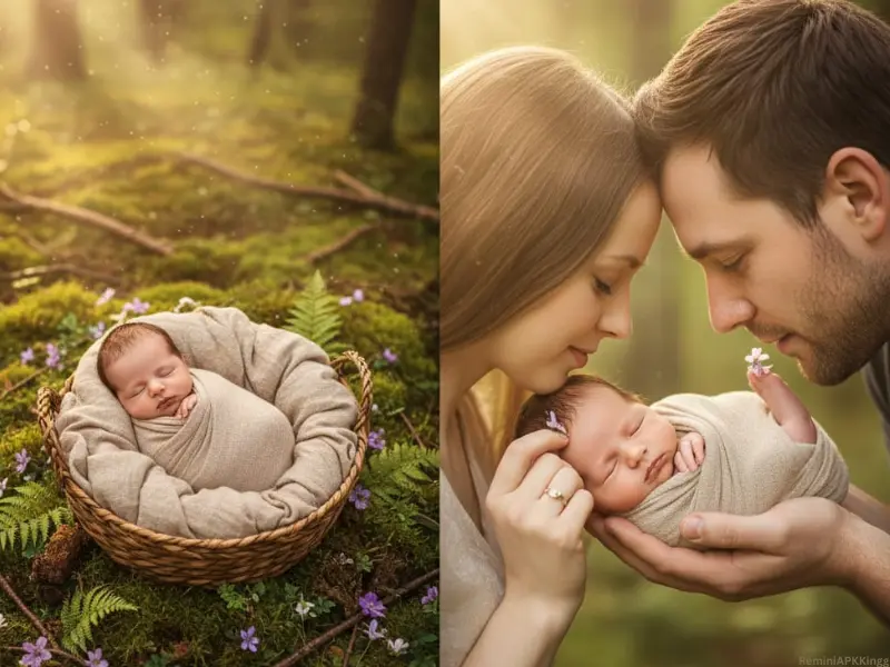 Newborn Baby Poses with Parents – Sweet Family Memories 4 Newborn Baby Poses with Parents- Baby in a Forest