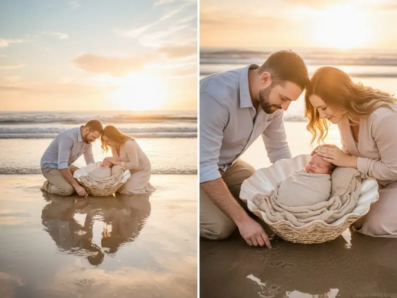 Newborn Baby Poses with Parents – Sweet Family Memories 9 Newborn Baby Poses with Parents- Baby in a Shell