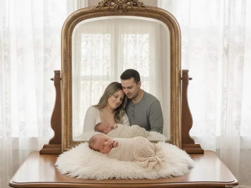 Newborn Baby Poses with Parents – Sweet Family Memories 12 Newborn Baby Poses with Parents- Baby in the Mirror