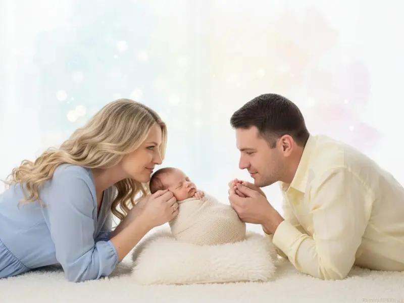 Newborn Baby Poses with Parents – Sweet Family Memories 22 Newborn Baby Poses with Parents- Baby on Cushion