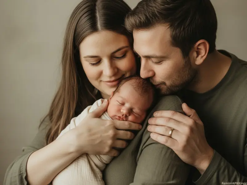 Newborn Baby Poses with Parents – Sweet Family Memories 10 Newborn Baby Poses with Parents- Dad kissing the Baby