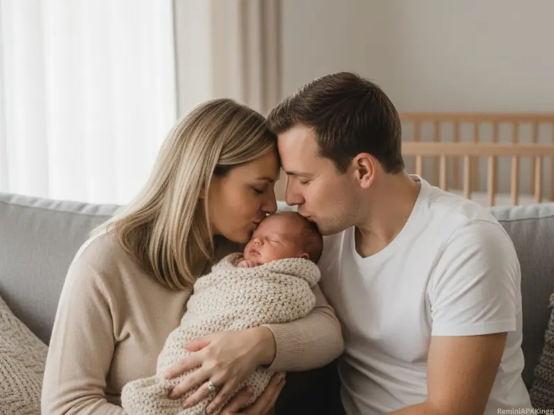 Newborn Baby Poses with Parents – Sweet Family Memories 11 Newborn Baby Poses with Parents- Parents Kissing the Baby