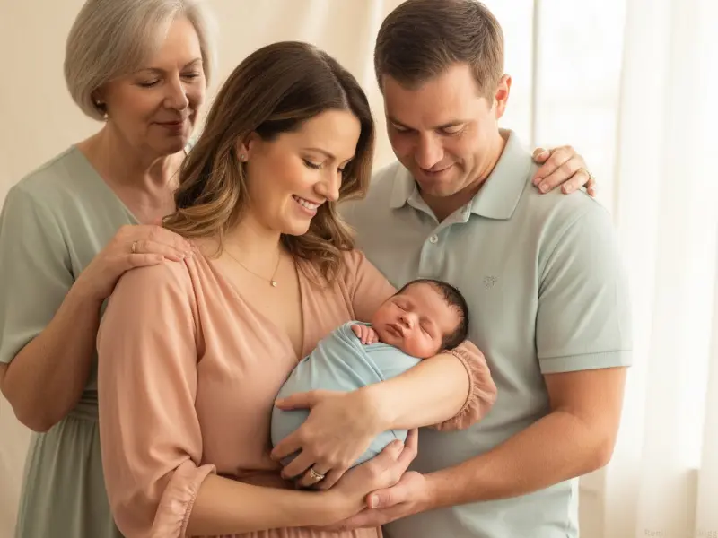 Newborn Baby Poses with Parents – Sweet Family Memories 6 Newborn Baby Poses with Parents- with the Grandma