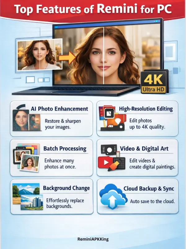 PNGTop features of Remini for PC